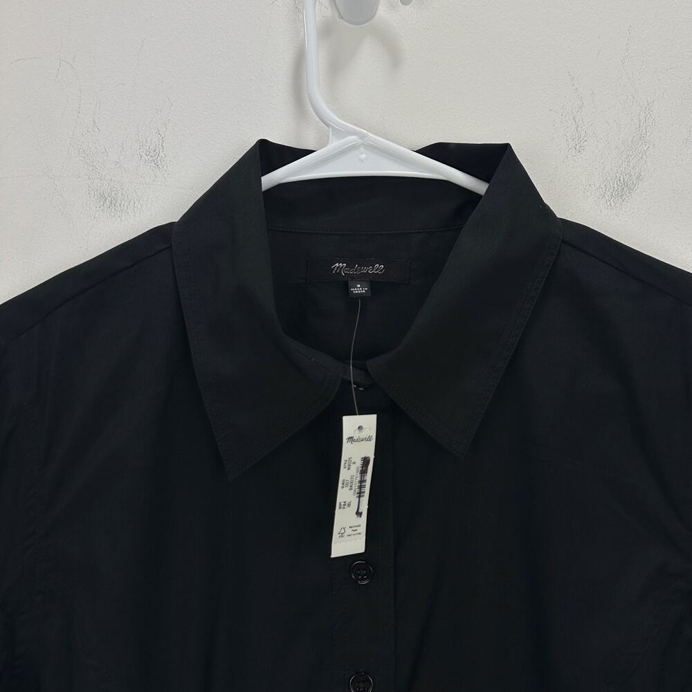 Madewell Seamed Long Sleeve Mini Shirtdress Poplin Black Minimalist US 8 NWT - Picture 8 of 13